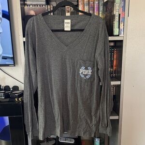 Victoria's Secret Pink Gray V-Neck Shirt